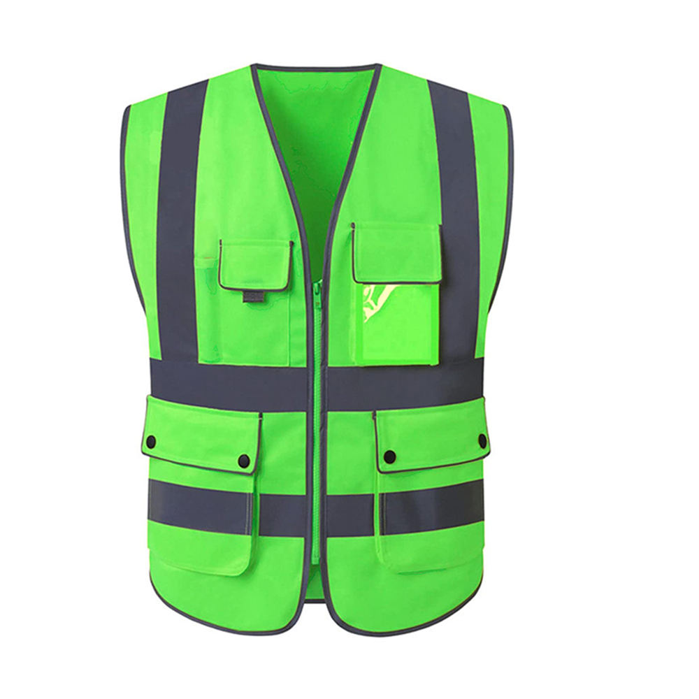 National Apparels Customized Black Reflective Safety Vest Company Logo With Pockets Custom Color Fluorescent Visibility Work Class 2 Safety Vest